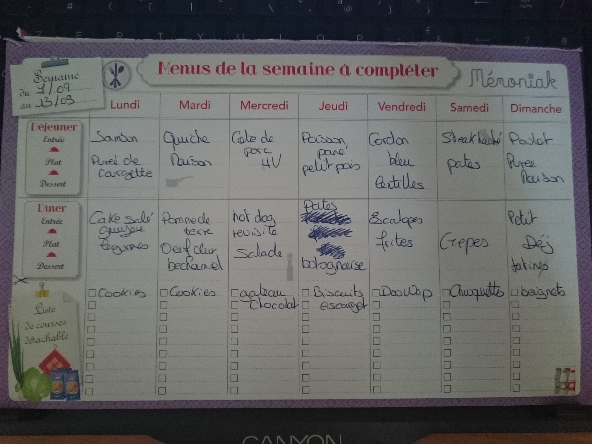 exemple planning famille